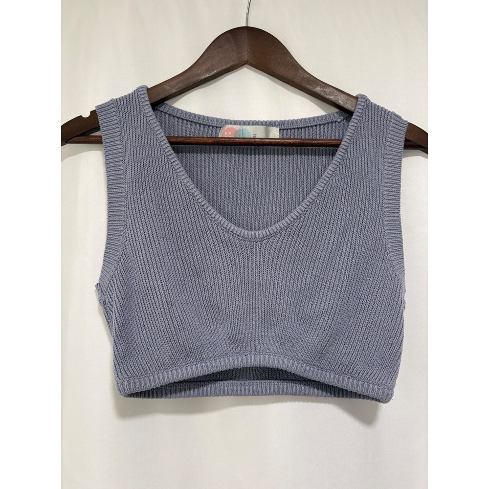 Free People FP Beach Women's XS Dusty Purple Ribbed Knit Cropped Sweater Tank